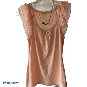 Express peach color ruffle short sleeve top xs